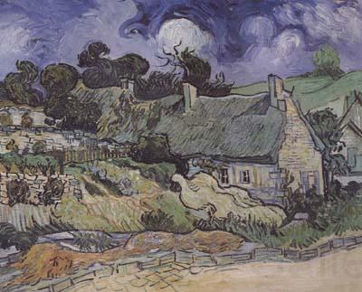 Vincent Van Gogh Thatched Cottages at Cordeville,at Auvers-sur-Oise (mk06) Spain oil painting art